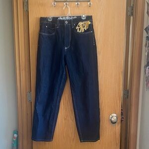 Men's Black Jeans with Gold Detail